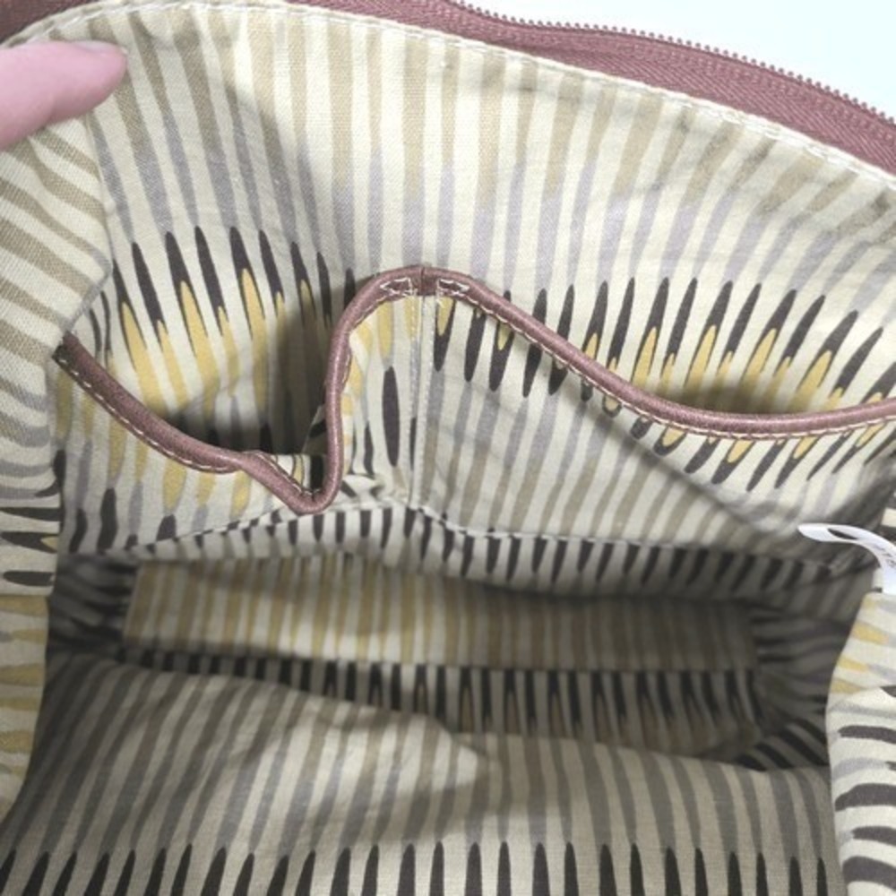 Fossil Straw Leather Floral‎ Canvas Hobo Bag Womens Small Brown Boho Key Charm - Picture 8 of 10